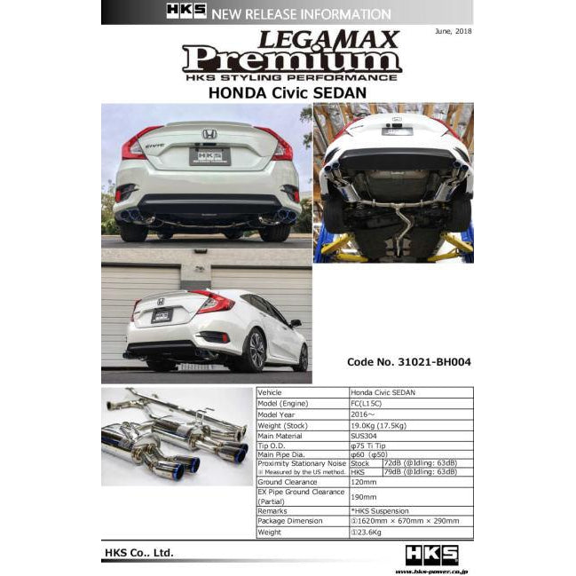 HKS Legamax Premium HONDA CIVIC SEDAN FC