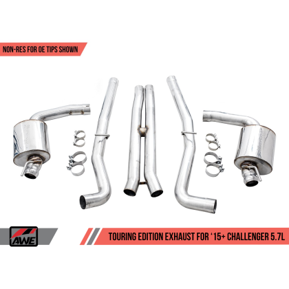AWE Tuning 2017+ Dodge Challenger 5.7L Touring Edition Exhaust - Resonated - Stock Tips