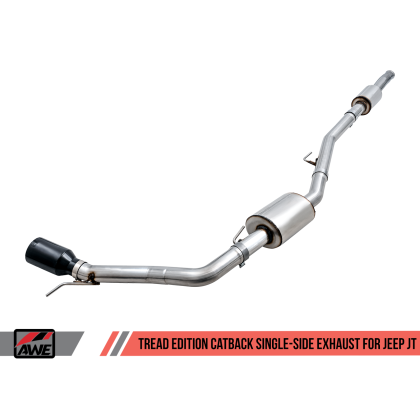 AWE Tuning 20-21 Jeep Gladiator JT 3.6L Tread Edition Cat-Back Single Side Exhaust - Diamond Blk Ti