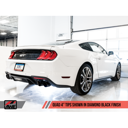 AWE Tuning 2018+ Ford Mustang GT (S550) Cat-back Exhaust - Touring Edition (Quad Diamond Black Tips)