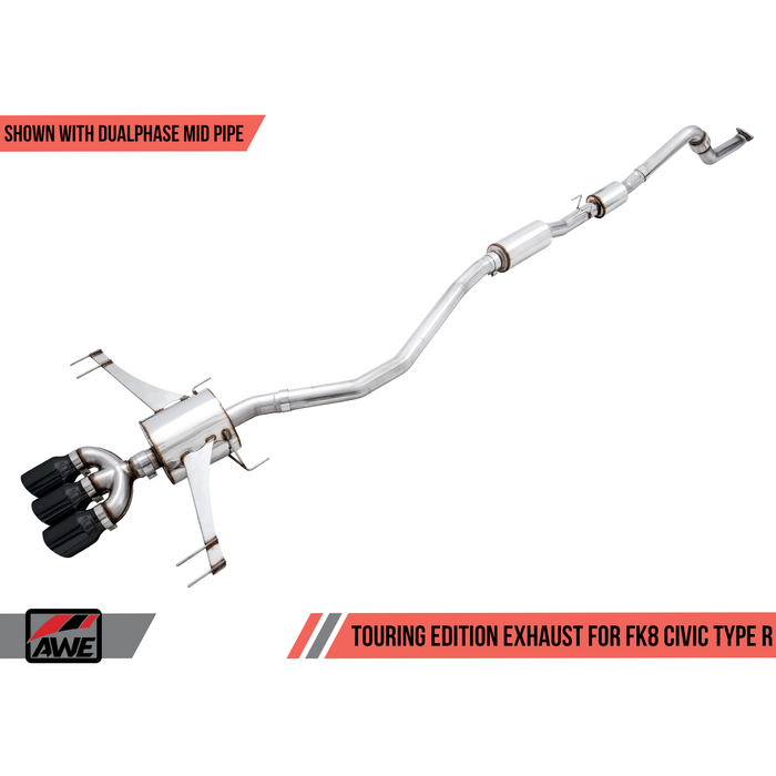 AWE Tuning 2017+ Honda Civic Type R Track Edition Exhaust w/Front Pipe & Triple Diamond Black Tips