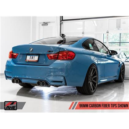 AWE Tuning BMW F8X M3/M4 Resonated Track Edition Exhaust - Carbon Fiber Tips (96mm)