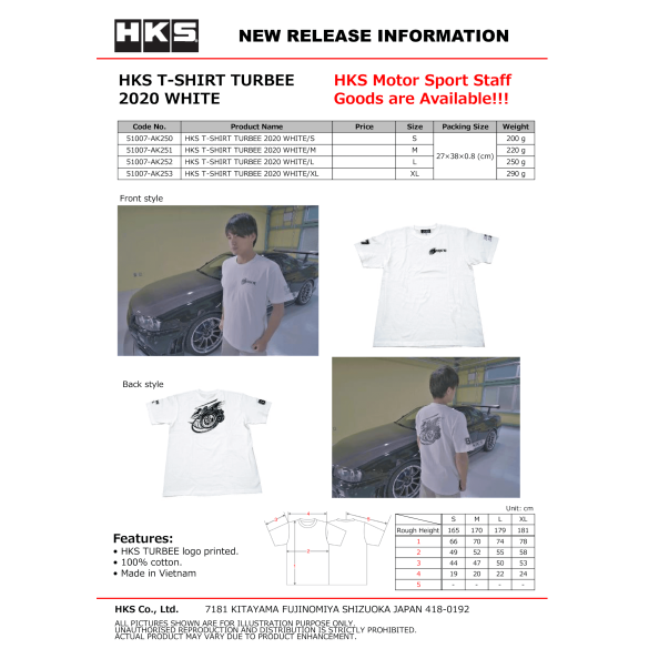 HKS T-Shirt Turbee 2020 White S
