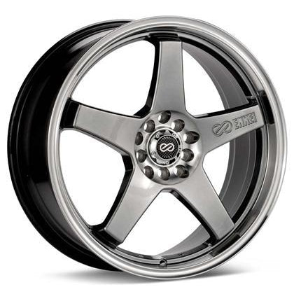 Enkei EV5 17x7 4x100/114.3 45mm Offset 72.6 Bore Diameter Hyper Black w/ Machined Lip Wheel
