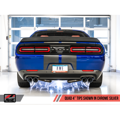 AWE Tuning 2017+ Dodge Challenger 5.7L Track Edition Exhaust - Chrome Silver Quad Tips