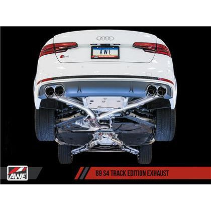 AWE Tuning Audi B9 S4 Track Edition Exhaust - Non-Resonated (Silver 102mm Tips)