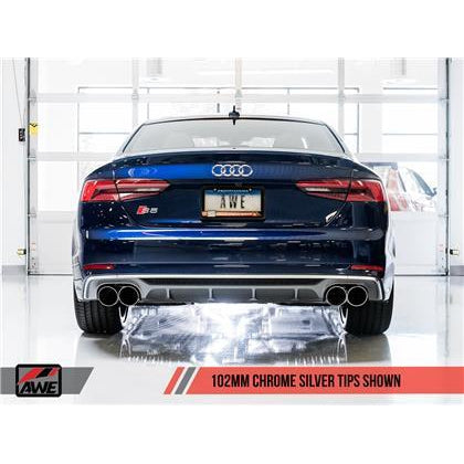 AWE Tuning Audi B9 S5 Coupe 3.0T Track Edition Exhaust - Chrome Silver Tips (102mm)