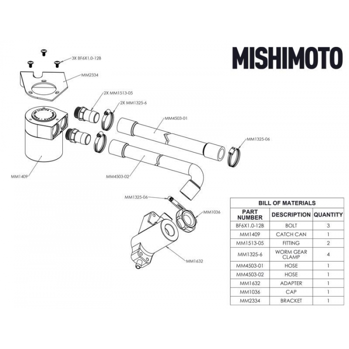 Mishimoto Baffled Oil Catch Can Kit, Fits Ford 6.4l Powerstroke 2008 2010