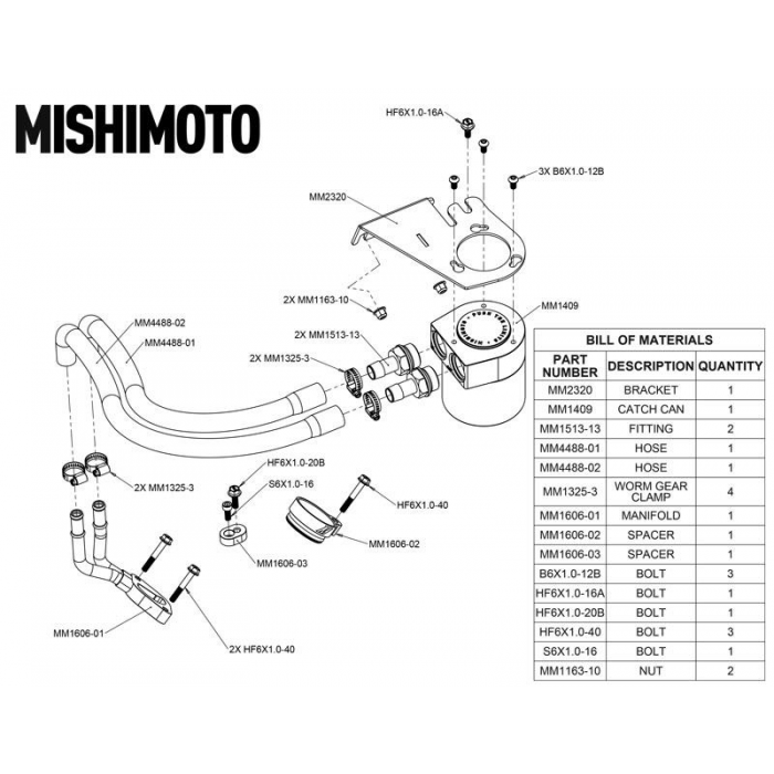 Mishimoto Baffled Oil Catch Can Kit, Fits Ford 6.7l Powerstroke 2011 2016