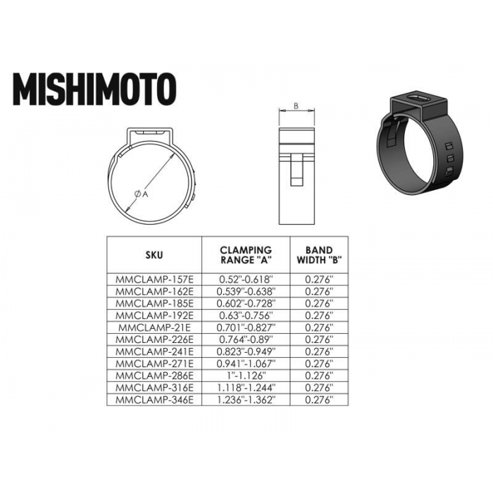 Mishimoto Stainless Steel Ear Clamp, 0.76" ????????? 0.89" (19.4mm ????????? 22.6mm)