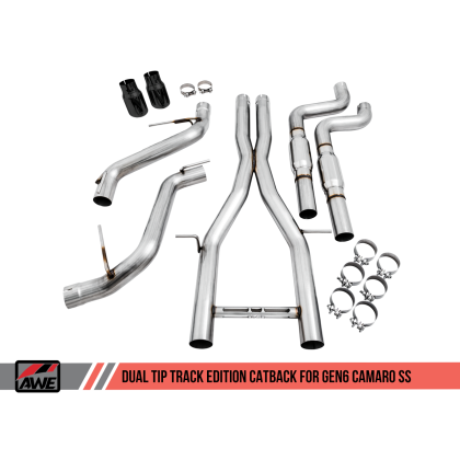 AWE Tuning 16-19 Chevy Camaro SS Resonated Cat-Back Exhaust - Track Edition (Diamond Black Tips)