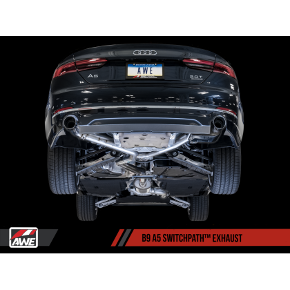 AWE Tuning Audi B9 A5 SwitchPath Exhaust Dual Outlet - Chrome Silver Tips (Includes DP and Remote)