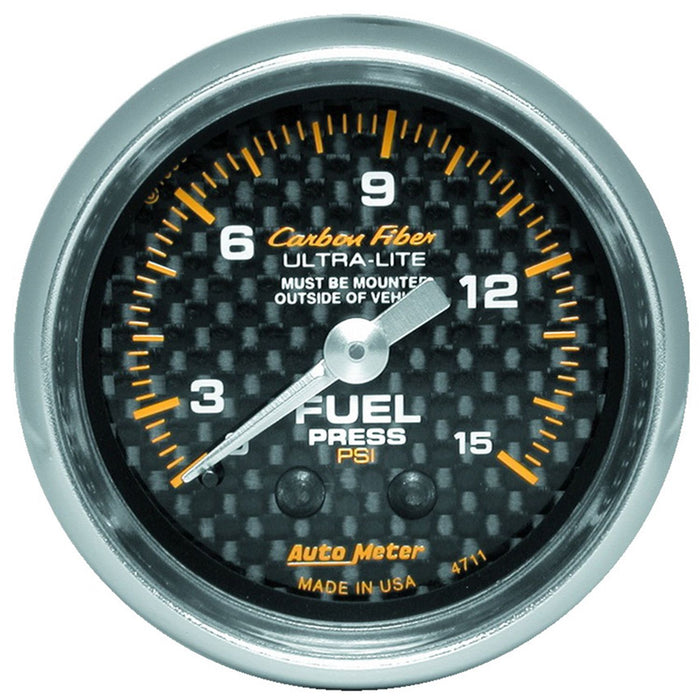 AutoMeter 2-1/16" Fuel Pressure, 0-15 PSI, Mechanical, Carbon Fiber