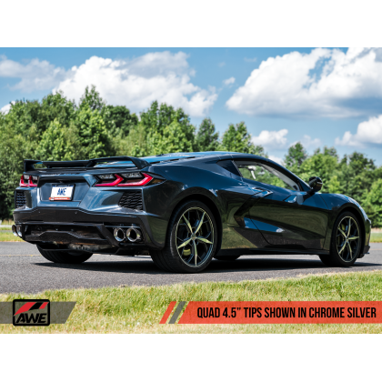 AWE Tuning 2020 Chevrolet Corvette (C8) Touring Edition Exhaust - Quad Chrome Silver Tips