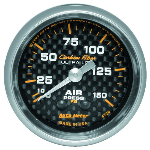 AutoMeter 2-1/16" Air Pressure, 0-150 PSI, Mechanical, Carbon Fiber