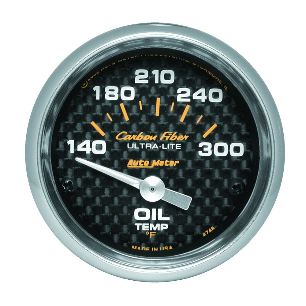 AutoMeter 2-1/16" Oil Temperature, 140-300 ??F, Air-Core, Carbon Fiber