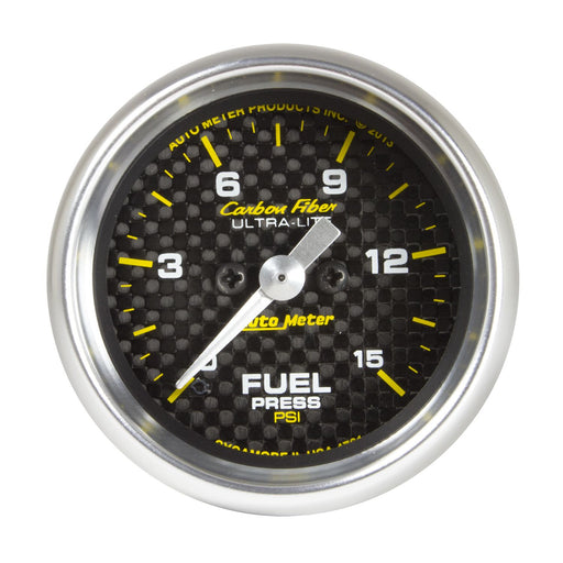 AutoMeter 2-1/16" Fuel Pressure, 0-15 PSI, Stepper Motor, Carbon Fiber