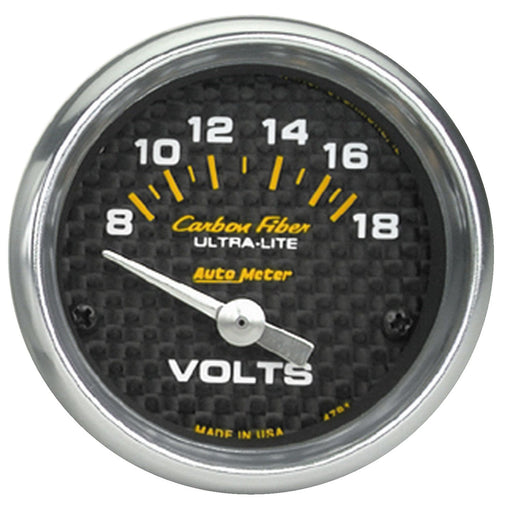 AutoMeter 2-1/16" Voltmeter, 8-18V, Air-Core, Carbon Fiber