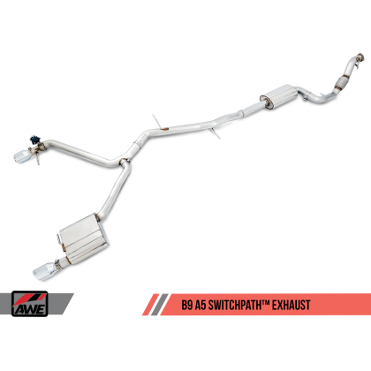 AWE Tuning Audi B9 A5 SwitchPath Exhaust Dual Outlet - Chrome Silver Tips (Includes DP and Remote)