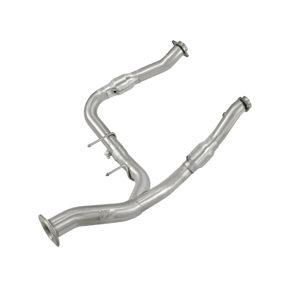 aFe Power Twisted Steel Y-Pipe 3 to 3-1/2 IN Aluminized w/ Cat Ford F-150 11-14 V6-3.5L (tt)
