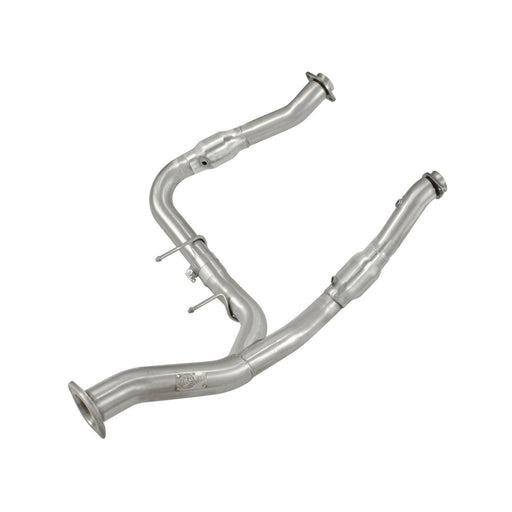 aFe Power Twisted Steel Y-Pipe 3 to 3-1/2 IN Aluminized w/ Cat Ford F-150 11-14 V6-3.5L (tt)