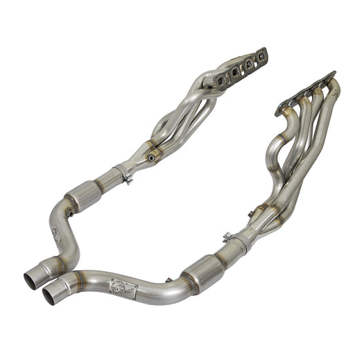 aFe Power Twisted Steel Long Tube Header 2 IN & Mid Pipe 304 Stainless Steel w/ Cat Dodge Challenger/Charger Hellcat 15-20 SRT-8 V8-6.2L (sc)
