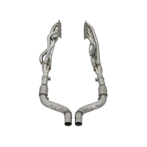 aFe Power Twisted Steel Long Tube Header 2 IN & Mid Pipe 304 Stainless Steel w/ Cat Dodge Challenger/Charger Hellcat 15-20 SRT-8 V8-6.2L (sc)