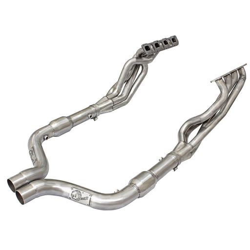 aFe Power Twisted Steel Long Tube Header 1-7/8 IN & Mid Pipe 304 Stainless Steel w/ Cat Dodge Challenger/Charger Hellcat 15-20 SRT-8 V8-6.2L (sc)
