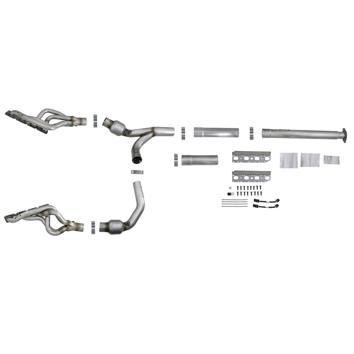 aFe Power Twisted Steel Long Tube Header & Y-Pipe 304 Stainless Steel w/ Cat Dodge RAM 1500 (DT) 19-20 V8-5.7L HEMI