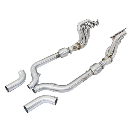 aFe Power Twisted Steel Long Tube Header & Mid Pipe 304 Stainless Steel w/ Cat Ford Mustang GT 15-20 V8-5.0L