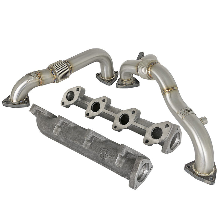 aFe Power Twisted Steel Header Up-Pipe Ford Diesel Trucks 08-10 V8-6.4L (td)