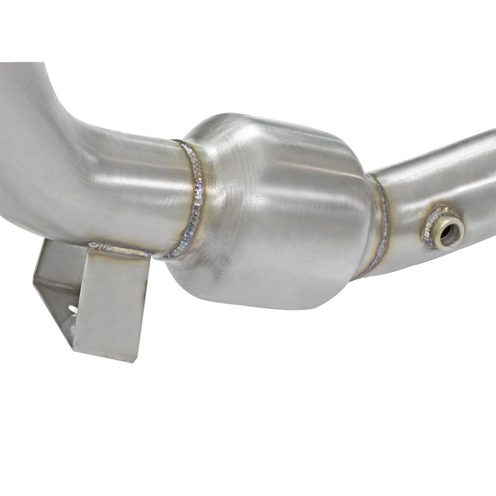 aFe Power Twisted Steel Down Pipe 3 IN 304 Stainless Steel Ford Mustang 15-20 L4-2.3L (t)