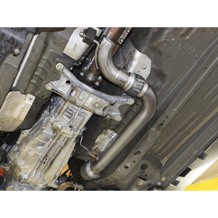 aFe Power Twisted Steel Down Pipe 3 IN 304 Stainless Steel Ford Mustang 15-20 L4-2.3L (t)