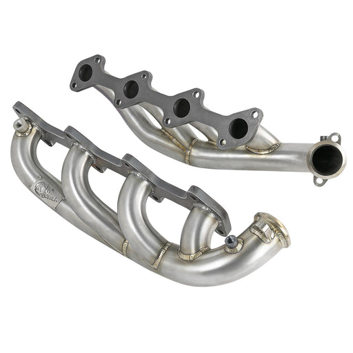 aFe Power Twisted Steel 1-3/4 IN to 2 IN 304 Stainless Headers Ford Diesel Trucks 03-07 V8-6.0L (td)