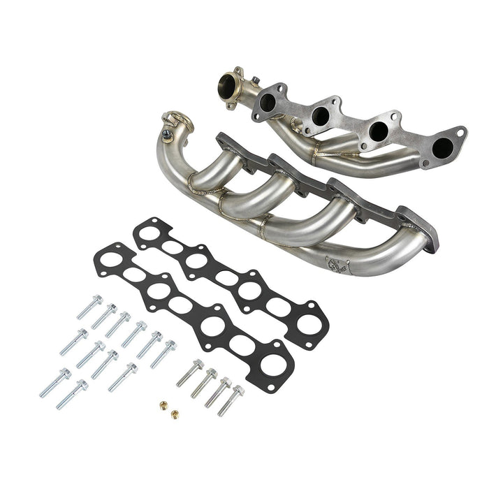 aFe Power Twisted Steel 1-3/4 IN to 2 IN 304 Stainless Headers Ford Diesel Trucks 03-07 V8-6.0L (td)