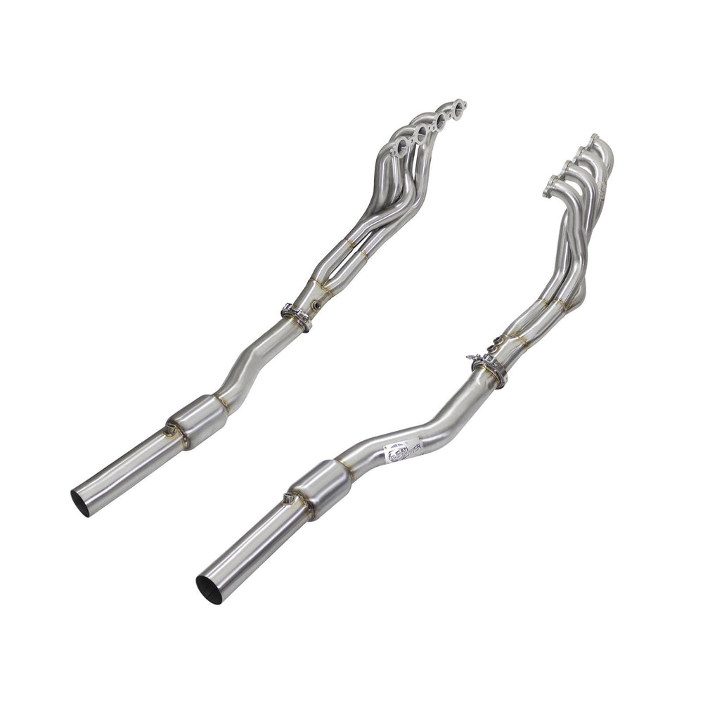 aFe Power Twisted Steel Tri-Y Long Tube Header & Mid Pipe 304 Stainless Steel w/ Cat Cadillac CTS-V 09-15 V8-6.2L (sc)