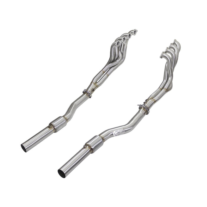 aFe Power Twisted Steel Tri-Y Long Tube Header & Mid Pipe 304 Stainless Steel w/ Cat Cadillac CTS-V 09-15 V8-6.2L (sc)