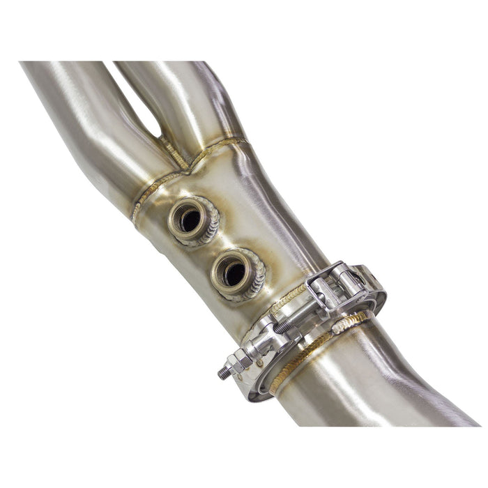 aFe Power Twisted Steel Tri-Y Long Tube Header & Mid Pipe 304 Stainless Steel w/ Cat Cadillac CTS-V 09-15 V8-6.2L (sc)
