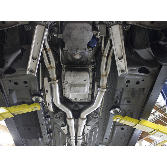 aFe Power Twisted Steel Tri-Y Long Tube Header & Mid Pipe 304 Stainless Steel w/ Cat Cadillac CTS-V 09-15 V8-6.2L (sc)