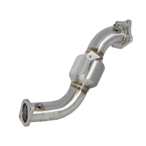 aFe Power Twisted Steel Down Pipe 3 IN 304 Stainless Steel w/ Cat Cadillac ATS 13-19 / Chevy Camaro 16-20 L4-2.0L (t)
