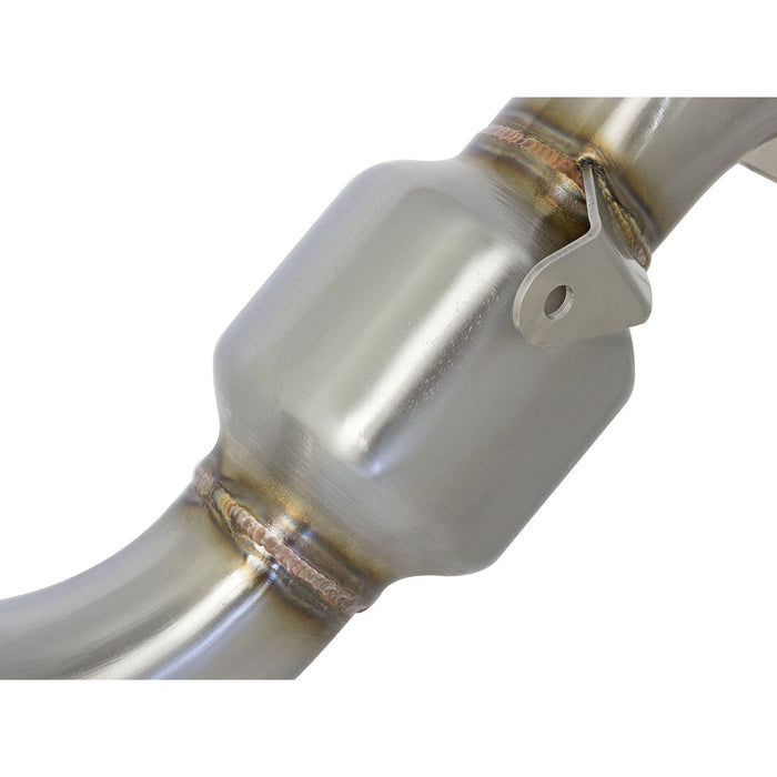aFe Power Twisted Steel Down Pipe 3 IN 304 Stainless Steel w/ Cat Cadillac ATS 13-19 / Chevy Camaro 16-20 L4-2.0L (t)