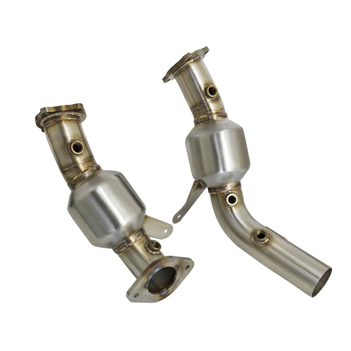 aFe Power Twisted Steel Down Pipe 2-3/4 IN 304 Stainless Steel w/ Cat Cadillac ATS-V 16-19 V6-3.6L (tt)