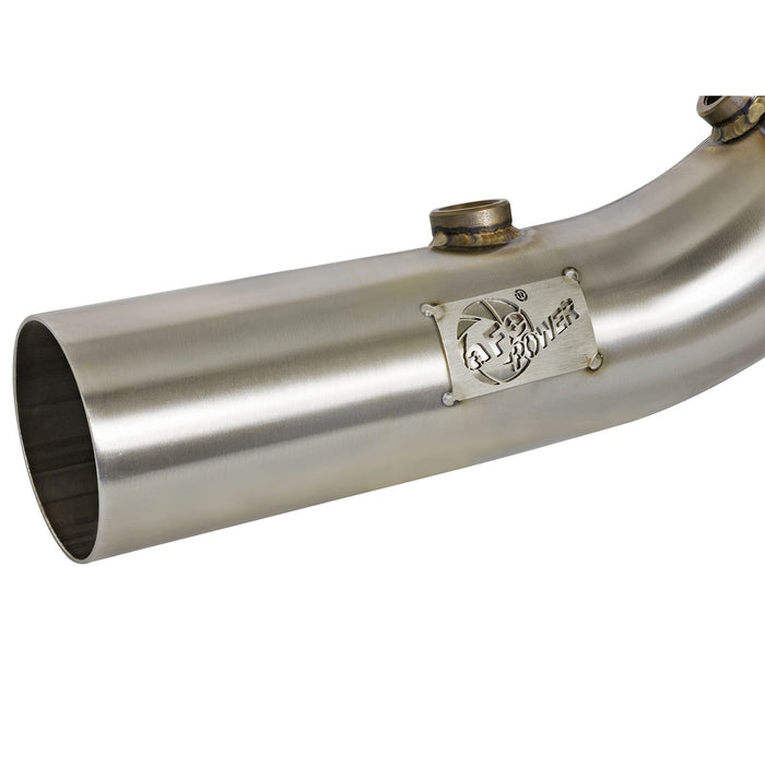 aFe Power Twisted Steel Down Pipe 2-3/4 IN 304 Stainless Steel w/ Cat Cadillac ATS-V 16-19 V6-3.6L (tt)