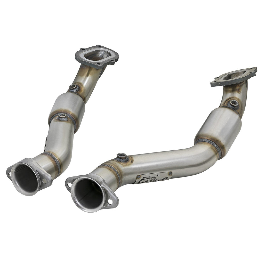 aFe Power Twisted Steel Mid Pipe 3 IN 304 Stainless Steel w/ Cat Chevrolet Corvette (C7) & Z06 14-19 V8-6.2L/6.2L (sc)