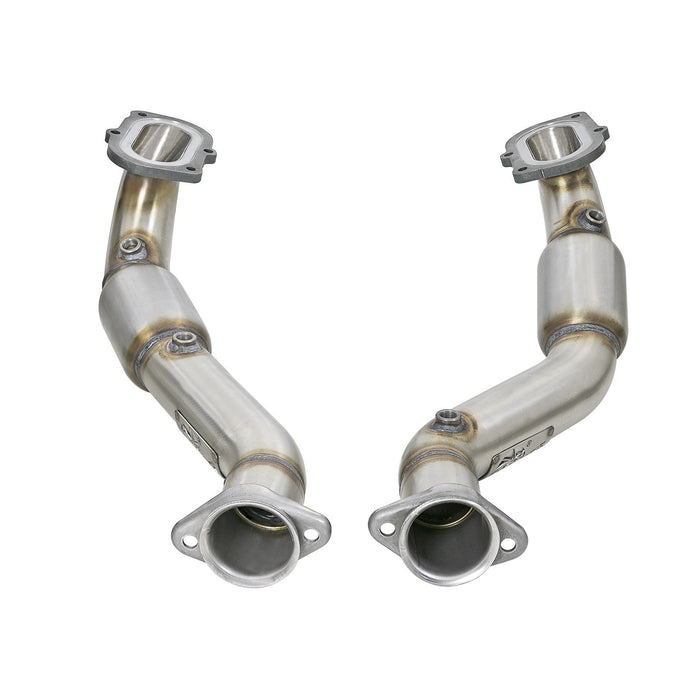 aFe Power Twisted Steel Mid Pipe 3 IN 304 Stainless Steel w/ Cat Chevrolet Corvette (C7) & Z06 14-19 V8-6.2L/6.2L (sc)