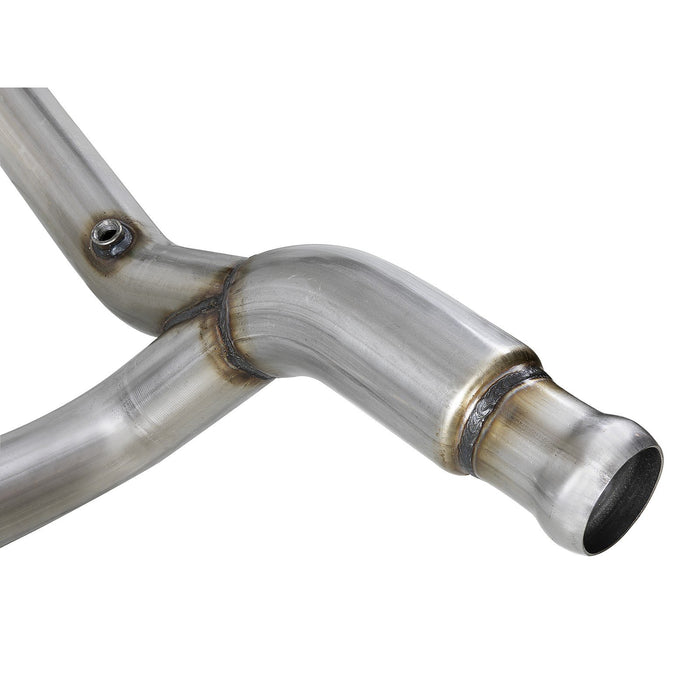 aFe Power Twisted Steel Y-Pipe 3 to 3-1/2 IN 304 Stainless Steel w/ Cat GM Silverado/Sierra 1500 19-20 V8-5.3L