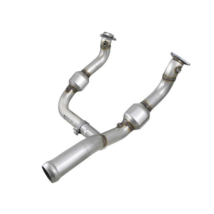 aFe Power Twisted Steel Y-Pipe 3 to 3-1/2 IN 304 Stainless Steel w/ Cat GM Silverado/Sierra 1500 19-20 V8-6.2L