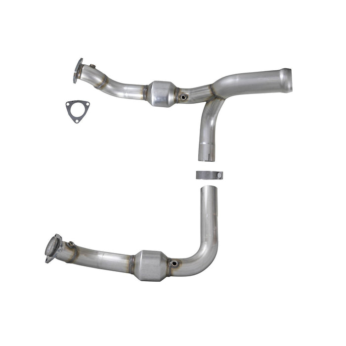 aFe Power Twisted Steel Y-Pipe 3 to 3-1/2 IN 304 Stainless Steel w/ Cat GM Silverado/Sierra 1500 19-20 V8-6.2L