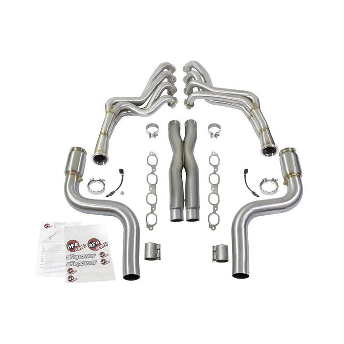 aFe Power Twisted Steel Tri-Y Long Tube Header & Mid Pipe 304 Stainless Steel w/ Cat Chevrolet Camaro SS 16-20 V8-6.2L