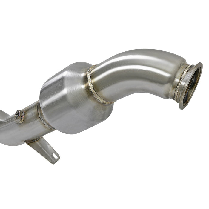 aFe Power Twisted Steel Down Pipe 3 IN 304 Stainless Steel Infiniti Q50/Q60 16-20 V6-3.0L (tt)